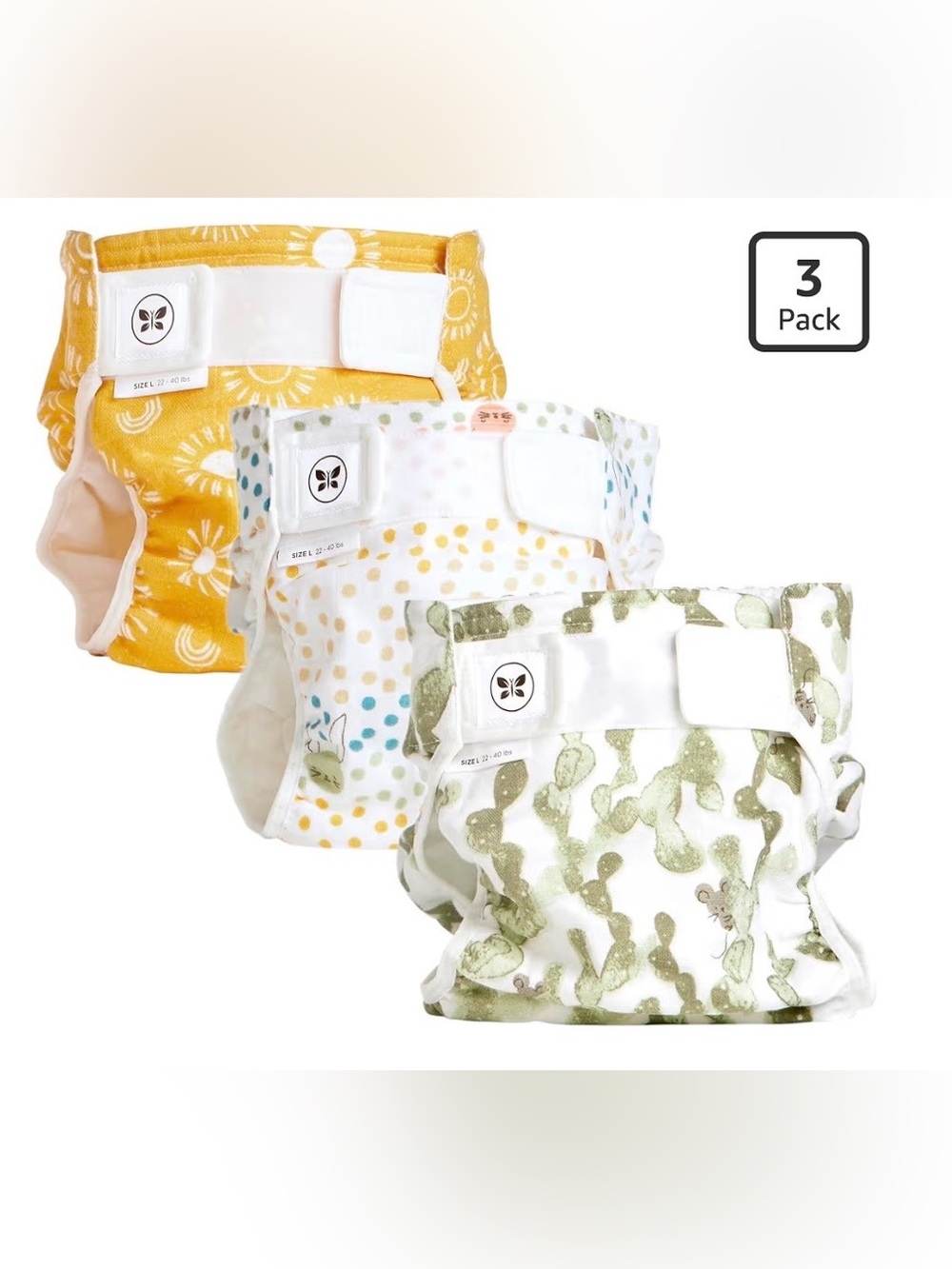 Honest Reusable Cloth Diaper Covers - Yellow, White & Green - 3 Pack